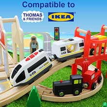 Load image into Gallery viewer, Lebze Battery Operated Action Locomotive Train (Magnetic Connection) - Powerful Engine Bullet Train Set Fits Thomas Brio Wooden Train and Tracks - Toy Train Set for Toddlers

