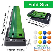Load image into Gallery viewer, Golf Putting Green Mat with Auto Ball Return,Golf Practice Training Aid,Extra Long 9.84Feet,Pro Indoor/Outdoor Putting Green with 12 Bonus Balls Foldable Golf Mats
