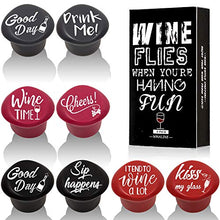 Load image into Gallery viewer, Whaline 8 Pack Christmas Wine Bottle Stoppers and Gift Box, Funny Silicone Reusable Caps Bottle Sealers with a Funny Saying for Wine Beverage and Beer Bottles (Purple, Red, Grey, Black)
