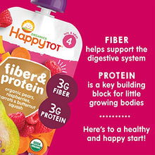 Load image into Gallery viewer, Happy Tot Organics Fiber &amp; Protein Pouch Stage 4 Pears Raspberries Butternut Squash &amp; Carrots, 4 Ounce Pouch (8 Pack)
