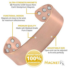 Load image into Gallery viewer, MagnetRX® Pure Copper Magnetic Bracelet - Arthritis Pain Relief &amp; Carpal Tunnel Magnetic Therapy Copper Bracelets - Adjustable Wide Copper Cuff Bracelet with 12 Magnets (Brushed Copper, M/L)

