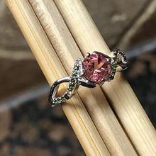Load image into Gallery viewer, Natural Pink Tourmaline, Green Tourmaline 925 Solid Sterling Silver Engagement Ring Size 6, 7, 8, 9
