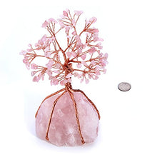Load image into Gallery viewer, Top Plaza Chakra Healing Crystals Copper Money Tree Wrapped On Natural Rose Quartz Base Feng Shui Luck Figurine

