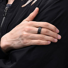 Load image into Gallery viewer, King Will Classic Mens 8mm Black Plated Tungsten Carbide Wedding Band Brick Pattern Brushed Finish(12.5)
