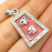 Load image into Gallery viewer, VTG 925 Sterling Silver Real Rhodochrosite Gemstone Tribal Motif Pendant KD-3302
