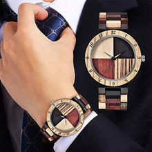 Load image into Gallery viewer, Inverted Geometric Wood Watch Creative Quartz Watch for Men Hand-Made Wooden Watches (Khaki)
