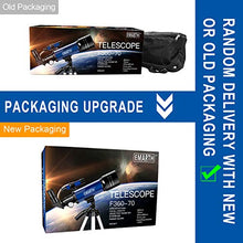 Load image into Gallery viewer, Emarth Telescope, Travel Scope 70mm/360mm Astronomical Refracter Telescope with Tripod &amp; Finder Scope, Portable Telescope for Kids Beginners Adults (Blue)
