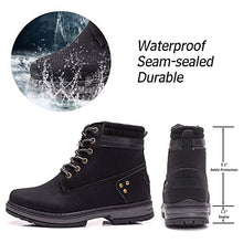Load image into Gallery viewer, Athlefit Women's Work Waterproof Hiking Combat Boots Lace up Low Heel Booties Ankle Boots size 6 Black
