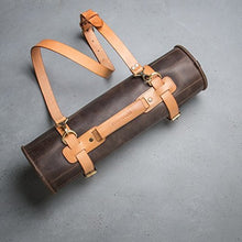 Load image into Gallery viewer, Leather knife roll Chefs roll by Kruk Garage Gifts for chef's Leather knife bag Knives storage Christmas gift Tool roll FREE PERSONALIZATION
