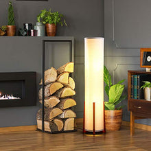 Load image into Gallery viewer, Brightech Parker - Decorative Tower Shade Floor Lamp for Living Rooms - Contemporary Column Lamp - Soft Light for Bedroom Standing 48 Inches (4') Tall - Asian Design w/Wood Frame - Incl. 2 LED Bulbs
