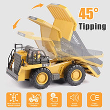 Load image into Gallery viewer, RC Dump Truck Toy for Kids, PREPOP Remote Control Construction Toys Vehicle with Metal Bed and Light/Music, Birthday Gifts Ideas for Boys Age 5 6 7 8 9 10 Year Old and up
