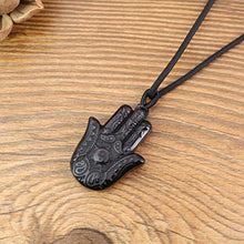 Load image into Gallery viewer, COAI Healing Black Obsidian Stone Hamsa Hand Pendant Necklace for Men Women
