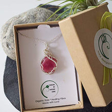 Load image into Gallery viewer, Raw Pink Real Ruby Crystal Pendant Necklace - 18 Inch Sterling Silver - July Genuine Birthstone Birthday Women's Jewelry Vintage Gift Idea
