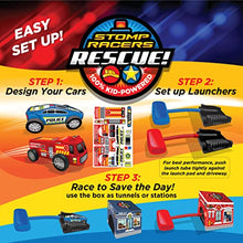 Load image into Gallery viewer, Stomp Rocket Original Stomp Rescue Racers - Dueling Race Cars for Kids - 1 Firetruck, 1 Police Car, 2 Launch Pads and 2 Tunnels - Fun Toy and Gift for Boys or Girls Age 5+ Years Old - STEM Toy

