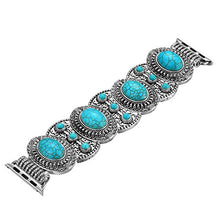 Load image into Gallery viewer, Fastgo Compatible with Apple Watch Band 42mm 44mm, Bohemian Ethnic Antique Style Compatible with Iwatch Strap Band with Turquoise for Series 5/4/3/2/1(42mm 44mm)
