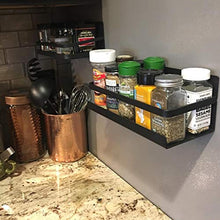 Load image into Gallery viewer, Roysili Magnetic Spice Rack Refrigerator Spice Rack Single Tier Fridge Spice Rack Magnetic Shelf Space Saving Black 2 Pack
