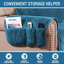 Load image into Gallery viewer, H.VERSAILTEX Sofa Cover Quilted Thick Velvet Plush Couch Cover for 3 Cushion Sofa Slipcover Protector from Pets Dogs, Non-Slip Two Elastic Straps on Back and Base (Sofa 70", Peacock Blue)

