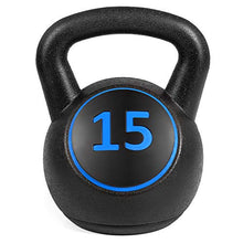 Load image into Gallery viewer, Best Choice Products 3-Piece HDPE Kettlebell Exercise Fitness Weight Set w/Base Rack, 5lb, 10lb, 15lb Weights
