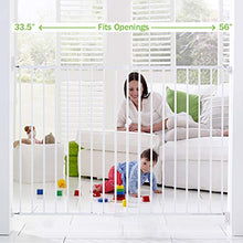 Load image into Gallery viewer, Munchkin Extending XL Tall and Wide Baby Gate,  Hardware Mounted Safety Gate for Stairs, Hallways and Doors, Extends 33" - 56" Wide, Metal, White
