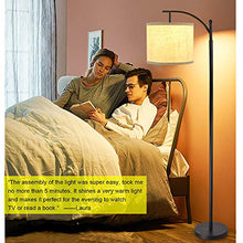 Load image into Gallery viewer, DLLT Bedroom Led Floor Lamp, 8W Industrial Arc Floor Lamp with Hanging Lamp Shade, Tall Standing Modern Floor lamp Reading for Living Room, Office, Study Room, Hotel with E26 Bulb-Warm
