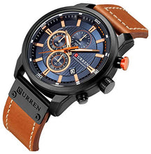 Load image into Gallery viewer, Mens Leather Strap Watches Classic Casual Dress Stainless Steel Waterproof Chronograph Date Analog Quartz Watch (Brown Black)
