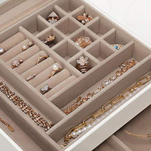 Load image into Gallery viewer, SONGMICS Jewelry Box with Glass Lid, 3-Layer Jewelry Organizer with 2 Drawers, for Loved Ones, White UJBC239WT
