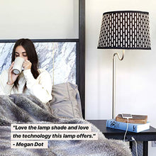 Load image into Gallery viewer, Brightech Madison - Narrow Nightstand with Built in Lamp, USB Port &amp; Shelves for Bedrooms - Mid Century Modern End Table &amp; Attached Floor Lamp for Living Rooms - Side Table &amp; Reading Light - Black
