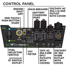 Load image into Gallery viewer, Westinghouse WGen9500DF Dual Fuel Portable Generator-9500 Rated 12500 Peak Watts Gas or Propane Powered-Electric Start-Transfer Switch &amp; RV Ready, CARB Compliant
