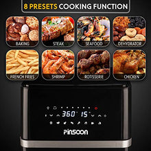 Load image into Gallery viewer, PINSOON Air Fryer Oven 10 QT with 31 Recipes, 360 degree Of Super-Heated Cyclonic Air, 8 Cooking Presets and 11 Accessories, LED Touch Screen and Auto-Shutoff Safety System
