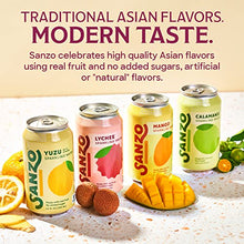 Load image into Gallery viewer, Sanzo Flavored Sparkling Water - Yuzu (Lemon) 12-Pack - Made with Real Fruit and Sugar-Free - Non-GMO, Gluten-Free and Vegan - 12 Fl Oz Cans - Pair Perfectly With Ginger For A Balanced Punch.
