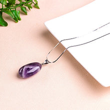 Load image into Gallery viewer, iSTONE 925 Sterling Silver Purple Amethyst Ladies Pendant Necklace, Gemstone Birthstone with 18" Silver Chain
