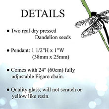 Load image into Gallery viewer, Handmade Dandelion Seed Necklace for Women, Wish Gift Idea, Quality Glass, Not Resin, Louisiana Artisan USA
