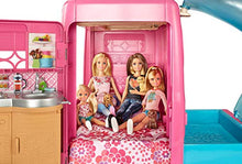 Load image into Gallery viewer, Barbie Pop-Up Camper Transforms into 3-Story Play Set with Pool

