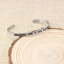Load image into Gallery viewer, Joycuff Runner Gifts for Women Running Motivation Jewelry Cuff Bracelet Good Things Come to Those who Hustle
