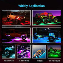 Load image into Gallery viewer, MustWin RGB LED Rock Lights 120 LEDs Multicolor Underglow Neon Lights Waterproof Aluminum Light Kit with RF/APP Control Music Mode Timing Function for Truck Jeep Off Road Car UTV ATV SUV 8 Packs
