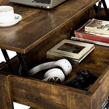 Load image into Gallery viewer, YAHEETECH Rustic Lift Top Coffee Table w/Hidden Compartment &amp; Storage Space - Lift Tabletop for Living Room Furniture, Rustic Brown
