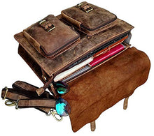 Load image into Gallery viewer, 18 Inch Vintage Computer Leather Laptop Messenger Bags for Men Leather Briefcase Shoulder Bag Man &amp; Women Bag (rustic brown)
