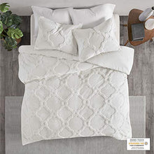 Load image into Gallery viewer, Madison Park Tufted Chenille 100% Cotton Duvet Modern Luxe All Season Comforter Cover Bed Set with Matching Shams, King/California King (104 in x 92 in), Pacey, Ogee Off White
