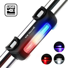 Load image into Gallery viewer, Thorfire Bike Lights Ultra Bright Cycling Lights USB Rechargeable Bicycle Tail Light Red/Blue/White 7 Light Modes, High Intensity Rear LED Fits On Any Road Bikes, Helmets for Optimum Cycling Safety
