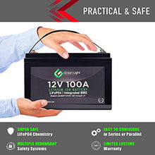 Load image into Gallery viewer, GLI Lithium-ion Deep Cycle Rechargeable Battery – 12v 100Ah IP54 Extreme Weather Resistant – up to 5,000 Cycle Long-Life – for Marine, Trolling Motors, RV, Off-Grid and Solar – with Charger &amp; Cables
