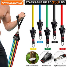 Load image into Gallery viewer, RENRANRING Resistance Bands Set, Exercise Bands with Stackable Workout Bands, Door Anchor Attachment, Handles, Legs Ankle Straps, Carry Bag for Fitness
