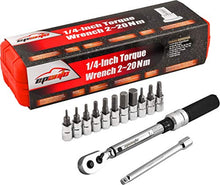 Load image into Gallery viewer, EPAuto Bike Tool 1/4 Inch Drive Click Torque Wrench Set (2 to 20 Nm), Hex/Torx Bit Socket Extension Bar Bicycle Maintenance Kit
