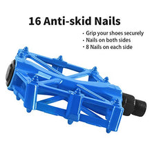 Load image into Gallery viewer, Bike pedals - Mountain Bike Pedals - Aluminum CNC Bearing Bicycle Pedals - Road Bike Pedals with 16 Anti-skid Pins - Lightweight Platform Pedals - 9/16" Spindle Bike Pedal for BMX/MTB Bike Blue
