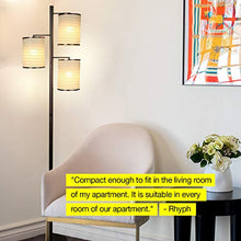 Load image into Gallery viewer, Brightech Liam - Asian Lantern Shade Tree LED Floor Lamp - Tall Free Standing Pole with 3 LED Light Bulbs - Contemporary Bright Reading Lamp for Living Room, Office - Bronze
