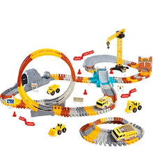Load image into Gallery viewer, VEARMOAD Race Car Track Toy 225 Pieces, Flexible Train Track Set for 2 3 4 5 Years Old Boys Girls, Toys Playset with 2 LED Race Cars and 3 Mini Construction Vehicles, Construction Toy Gift for Kids
