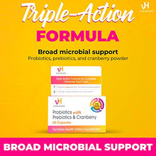 Load image into Gallery viewer, vH essentials Probiotics with Prebiotics and Cranberry Feminine Health Supplement - 60 Capsules
