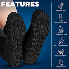 Load image into Gallery viewer, Pembrook Non Skid / Slip Socks – (2-Pack – Black) – Hospital - Fuzzy Slipper Socks – Great for adults, men, women. Designed for medical hospital patients but great for everyone
