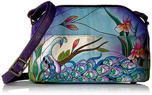 Load image into Gallery viewer, Anna by Anuschka Women's Genuine Leather Medium Multi-Compartment Crossbody | Hand Painted Original Artwork | Midnight Peacock
