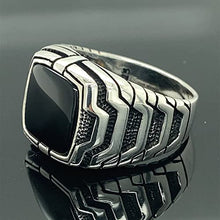 Load image into Gallery viewer, Mens Square Onyx Ring, Black Onyx Stone Ring, Modern Silver Men Ring, Signet Man Ring, 925k Sterling Silver Ring, Gift For Him
