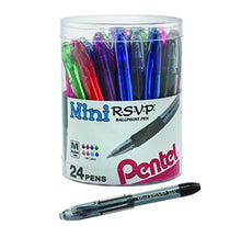 Load image into Gallery viewer, Pentel RSVP Mini Ballpoint Pen, (1.0mm) Medium Line, 24-Assorted Ink in Clear Cylinder Pack (BK91MN24M)
